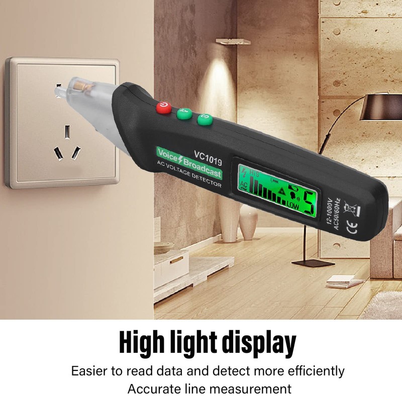 VC1019 Voltage Test Pen, Non-Contact Voltage Tester with LCD Display,