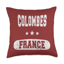 French cities and travel Vintage Colombes, France Throw Pillow, 18x18, Multicolor