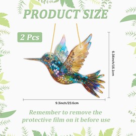 CREATCABIN 2Pcs Sherum Spirit Birds Hummingbird Window Suncatcher Hanging Ornament Sheremart Acrylic Bird Sun Catchers Christmas Tree Decoration for Indoor Outdoor Window Garden 6.34 x 9.3 inch