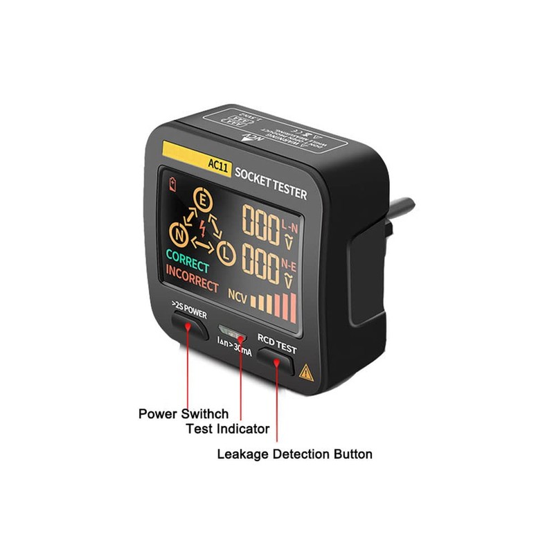 Outlet Tester EBTN LCD with 8 Visual Indications and Voltage