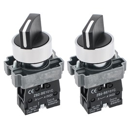OELFFOW 2Pack Black 2-Position Selector Switch 1NO Metal Head Switch Ith: 10A, Ui: 600V, Uimp: 6kV, AC15 240V-3A, CE
