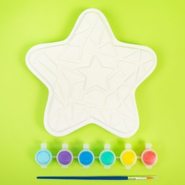 Creative Roots Paint Your Own Star Stepping Stone, 7 Inch Stepping Stone Kit With 6 Acrylic Paints And Paintbrush, Great Kids Craft, Painting Kits for Kids Ages 8-12, Creativity For Kids