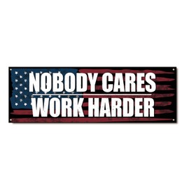 UCNMWBJ Nobody Cares Work Harder Motivational Gym Flag Banner 72x24" with 4 Bass Grommets for Home Gym, Garage