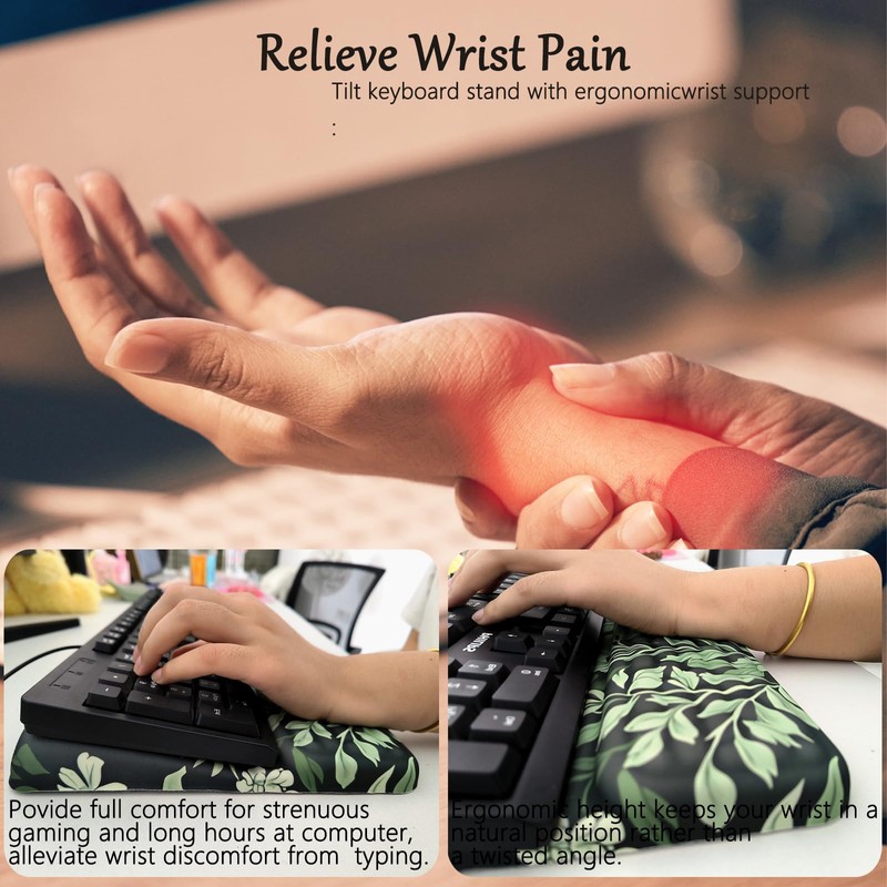 Computer Keyboard Stand Pad with Wrist Rest Easy Typing Sage