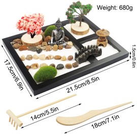 LuXianYS Zen Garden Kit,Mini Zen Garden Home Decoration, Fine Zen Sand,Mini Zen Garden Sand Rock Ornament, Office Desk Accessories, for Meditation, Relaxation and Gift