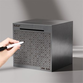 Cash Vault Money Saving Box Stainless Steel Piggy Banks for Adults with Counting 10000 Dollars Target Kids Safe Metal Large Money Break to Open Coin Pan