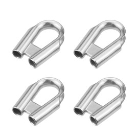 Savagrow 4Pcs Rope Tube Thimble with Gusset Silver Wire Tube Thimble 304 Stainless Steel Winch Rope Tube for 6-8mm Cable