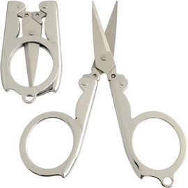 AKOAK 2 Pieces Foldable Scissors, Portable Mini Travel Scissors, Perfect for Home/Travel/Craft/Camping/Outdoor/Tailor/Paper Cutter, Stainless Steel Folding Pocket Scissors