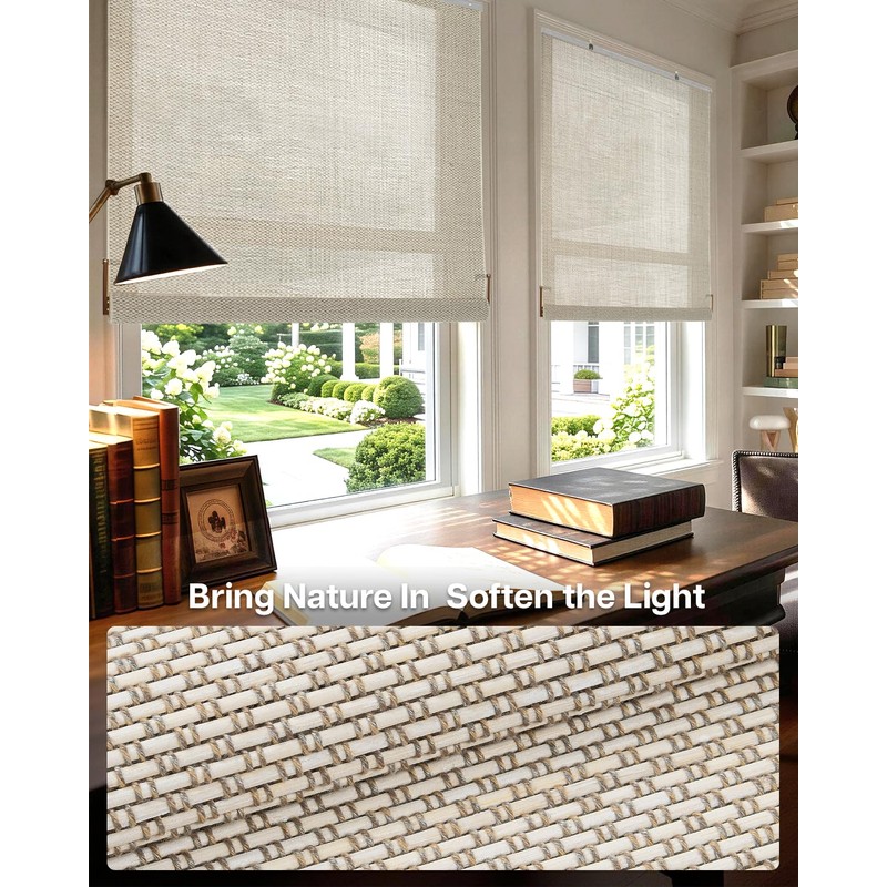 LazBlinds Manual Roll-up Bamboo Blinds, 23" W x 72" H,
