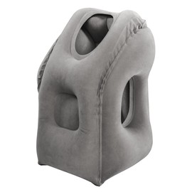 Hama Ergonomic Travel Pillow (Inflatable Pillow for Travel, Travel Pillow with Arms Openings) Grey, Large