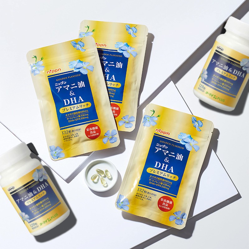 アマニ油＆DHA プレミアムリッチ 132粒（約33日分）パウチタイプ