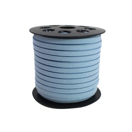 Pamir Tong 40 Yards 5mm Suede Leather Cords Leather Lace Flat Faux Suede Cord String Thread Velvet Cord for Necklace, Bracelet, Choker and DIY Crafts (40 Yards Lt Blue)