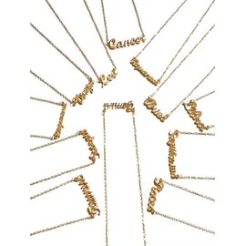 Zodiac Horoscope Lettering Gift Choker Chain Jewellery - Gold Necklace (Gemini)