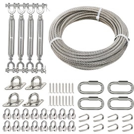 Fologtoo 1/4" Shade Sail Hardware Kit with 50ft 304 Stainless Steel Cable