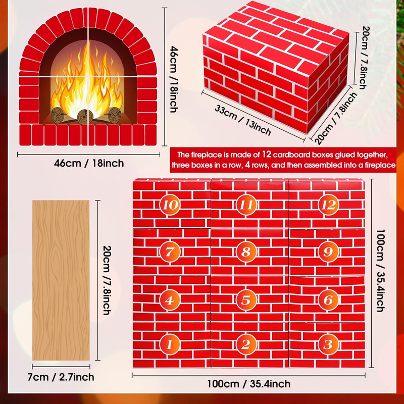 Fullhawl 3D Artificial Red Brick Cardboard Fireplace 39 x 35