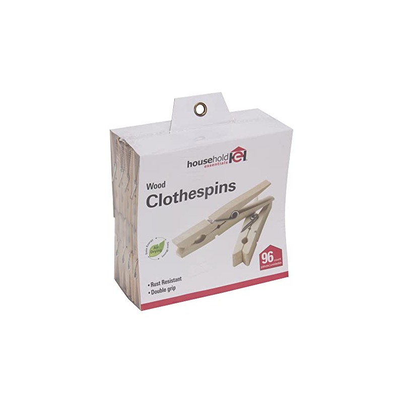 Household Essentials Classic Birchwood Clothespins, Bag of 96