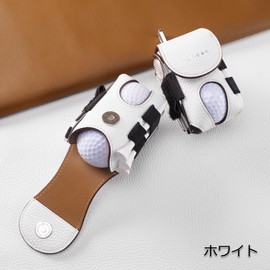 COGURE Genuine Leather Golf Ball Case for Men Women 2 Balls Tee Storage Green Fork Marker Glove Holder Swivel Clip with Gift Box CopGBC-R Right Hip White