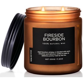 M&SENSE Fireside Bourbon Scented Candle Smoky Oak for Winter Christmas Gift