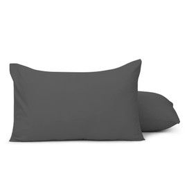 Aspire Homeware Pillow Cases 2 Pack - Brushed Microfiber Pillow Case Standard Size Pillow Cover - Shrinkage & Fade Resistant Plain Charcoal Pillowcases with Envelop Closure, 50 x 75 Cm