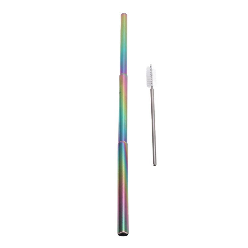 2Pcs Collapsible Metal Straw 304 Stainless Steel Drinking Travel Telescopic