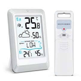 LOFICOPER Digital Weather Station, Hygrometer Thermometer for Indoor, Outdoor with Weather Forecast, Outdoor Sensor, 328 Feet / 100 m Range, Temperature Humidity Monitor for Office, Room