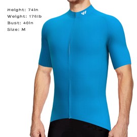 Wulibike Men's Cycling Jerseys Short Sleeve Bike Biking Shirts Full Zip with Pockets Road Bicycle Clothing Sky Blue