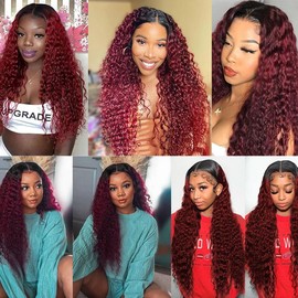 30 32 34 Inch 1B99J Bundle Burgundy Loose Deep Wave Human Hair Bundles Ombre Red Deep Wave Bundles Human Hair 1B99J Ombre Bundle