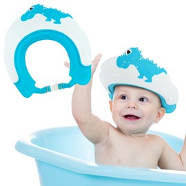 Romon Duschhaube Kinder, Haare Waschen Kinderschutz, Baby Verstellbarer Shampoo Schutz, Baby Haare Waschen Schutz Weich Verstellbare Haarwaschhilfe für Kleinkinder, Babys, Kinder (Dinosaurier Blau)