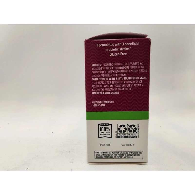 HEB H-E-B Colon Support Daily Probiotic Supplement 60 Vegetarian Capsules