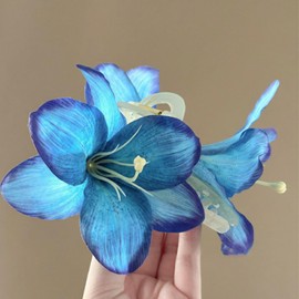Hair Clip, Large Floral Hair Clip, Hair Clip, Hair Claw, Spring and Summer, Korea, Cute, Fashionable, Popular, Hair Ornament, Hair Arrangement Accent (Blue)