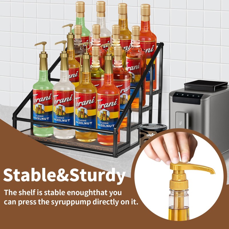 YQBRAO Coffee Syrup Rack Organizer,Liquor Bottle Display Shelf,Water cup display