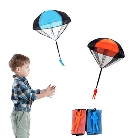 DFsucces Mini Parachute, Hand Throw Toy, Hand Throw Parachute, Outdoor Play, Flying Toy, Children's Day, Popular Gift (Blue + Orange)