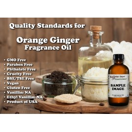 Essential Depot Orange Ginger Fragrance Oil - Supplied in 4 oz. Amber Glass Bottle with Black Phenolic Cone Lined and Safety Sealed Cap