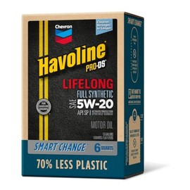 Havoline Motor Oil 5w20 PRO-DS Lifelong Full Synthetic Smart Change Engine Oil, 5W-20, 6 Quarts, Pack of 1