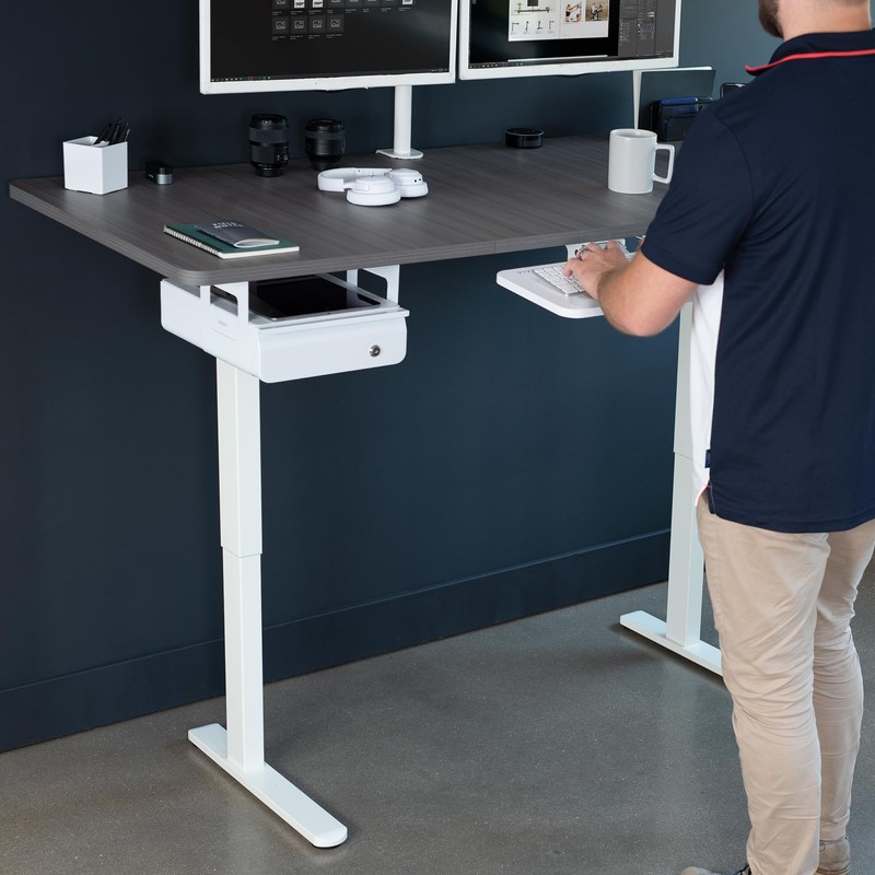 VIVO Electric Standing Desk Frame, Rear-Set Legs, Single Motor Memory
