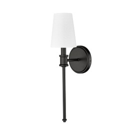 ML Lighting | 16101-MB | 1 Light Wall Sconce in Matte Black Finish with Linen Fabric Shade | Enhance Any Room with a Beautiful Glow for Accent or Task Lighting
