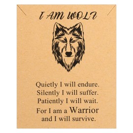 Gzrlyf Howling Wolf Necklace with Card Wolf Pendant Necklace Wolf Jewelry I am Wolf Gifts for Wolf Lovers
