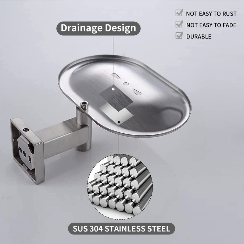 Leyden Bathroom Toilet Soap Dish, Silver Soap Holder for Shower