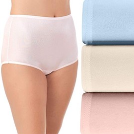 Vanity Fair Women's Perfectly Yours High Waisted Brief Panties, Nylon-3 Pack-Pink/Blue/Candleglow, 11