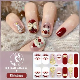6 Sheets Christmas Nail Wraps Stickers 3D White Snowflake Nail Polish Strips Self-Adhesive Winter Holiday Full Wraps with Santa Xmas Trees Reindeer Gel Nail Stickers for Women Acrylic Manicure DIY