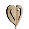 DARO DEKO Wooden Flower Stake Heart Natural Pack of 5