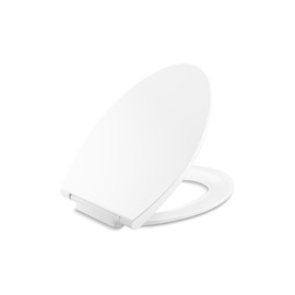 KOHLER K-30781-0 Willow Elongated Quiet-Close Toilet Seat Slow Close with Grip Tight Bumpers, Thin Thermoset Plastic Toilet Seat Elongated, White
