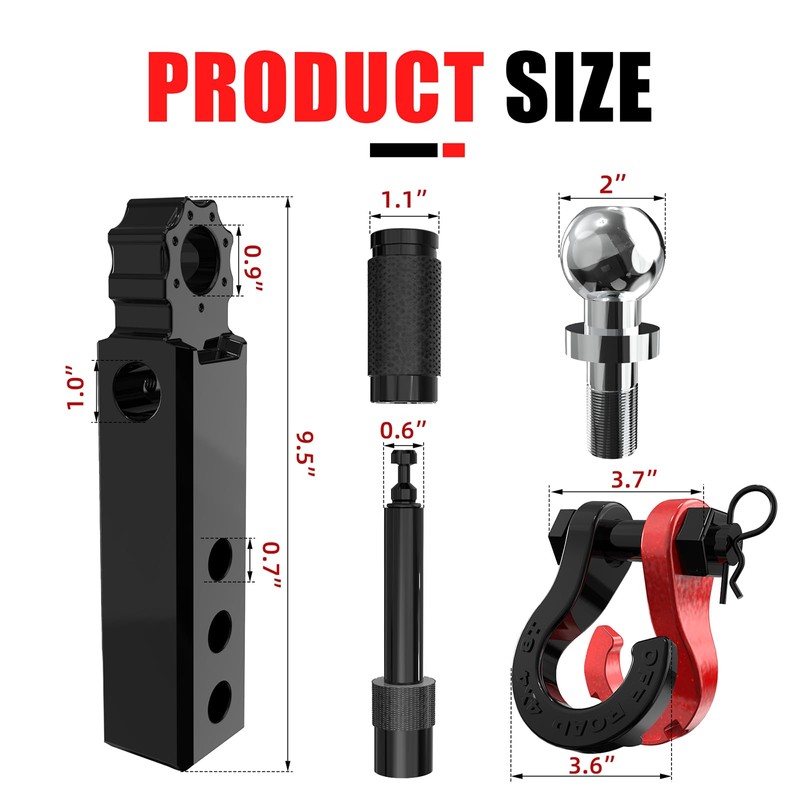 AUTOBOTS Trailer Hitch Ball Mount with 3/4" Recovery Shackle &