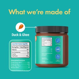Visionary Pet Foods Duck Meat Spread - Healthy Dog Treat - Alternative to Dog Peanut Butter, Xylitol Free, No Sugar and Filler Free - Use on Lick Mat, Food Mixer, Pill Pockets - 12oz Jar