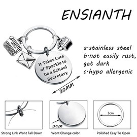 ENSIANTH School Secretary Appreciation Keychain Administrative Assistant Gift Officer Worker Keychain Best Secretary Gift (Secretary Key CA)