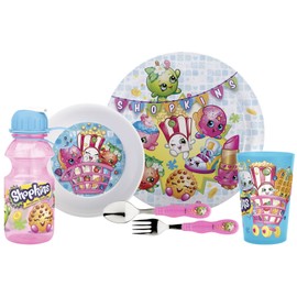 Zak! Designs Set de utensilios para comer (plato, taza, vaso, botella de agua, tenedor y cuchara; sin BPA, 6 piezas)
