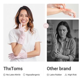 ThxToms 4 Pairs Kitchen Dishwashing Nitrile Gloves, Reusable Latex Rubber Free Household Cleaning Gloves, Kitchen and Bathroom Cleaning, Non-Slip, Flexible &Waterproof, 10 Mil, Colorful, Large