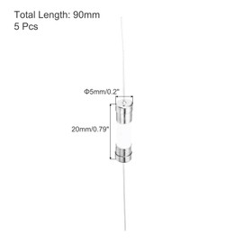 sourcing map Slow Blow Fuse Time Delay Lead Wire Ceramic Fuses 5mm x 20mm 250V T20A 5Pcs