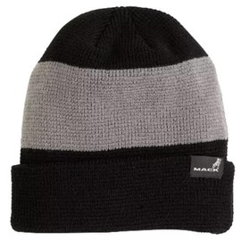 Mack Trucks Black Knit Cap W/Grey Stripe Beanie Ski Stocking Hat