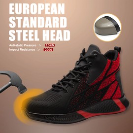 ARCHINSERT Steel Toe Shoes for Men Women Work Indestructible Work Slip Resistant Protected Steel Toe Lightweight Safety Sneakers Fashion Safety Industrial Shoes